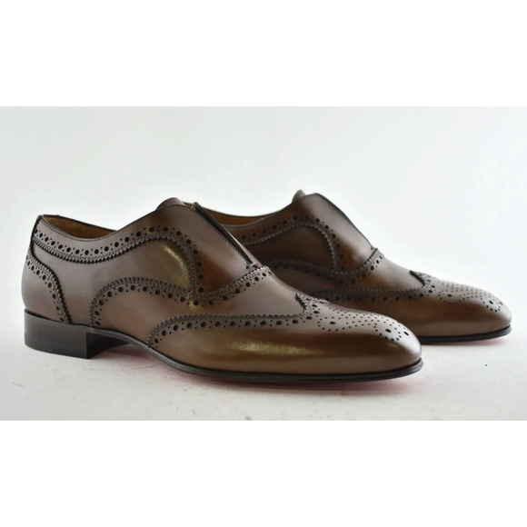 Christian Louboutin Mens Platerboy Flat Havane Brown Leather Dress Loafer 40 7 main image 5